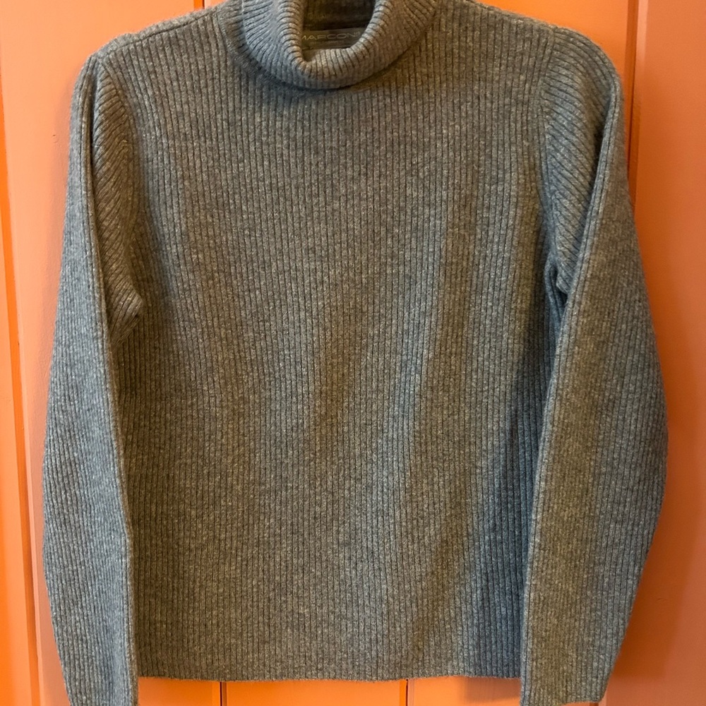 Misses 2-ply cashmere turtleneck in heather grey
